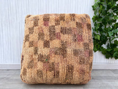 Moroccan Floor Cushion Cover – Handmade Kilim Pouf for Unique Decor