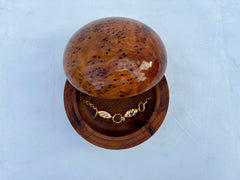 8"x8" Round Thuya Burl Wooden Box – Handcrafted Moroccan Jewelry Organizer, Decorative Desk Accessory, Eco-Friendly Gift