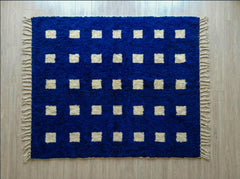 Blue Moroccan Rug – Custom Handmade Beni Ourain Checkerboard Area Carpet for Living Room Bedroom