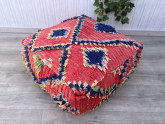 Moroccan Berber Pouf - Black and White Geometric Design, Modern Boho Floor Cushion, Unstuffed Ottoman for Minimalist Spaces