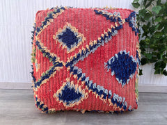 Moroccan Berber Pouf - Black and White Geometric Design, Modern Boho Floor Cushion, Unstuffed Ottoman for Minimalist Spaces
