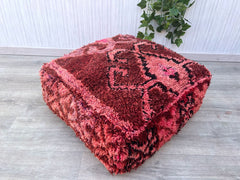 Moroccan Pouf with Leather Tassels - Bohemian Floor Cushion, Retro Vintage Vibes, Unstuffed Ottoman, Perfect for Reading Nooks