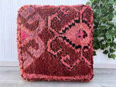 Moroccan Pouf with Leather Tassels - Bohemian Floor Cushion, Retro Vintage Vibes, Unstuffed Ottoman, Perfect for Reading Nooks