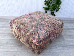 Moroccan Pouf with Hidden Storage - Leather Ottoman, Boho Chic Footrest, Perfect for Blankets or Magazines, Unstuffed