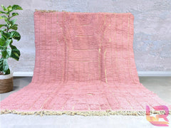 Pink Moroccan Wool Rug – Handmade Berber Area Rug, Textured Boho Carpet, Minimalist Tribal Living Room Decor