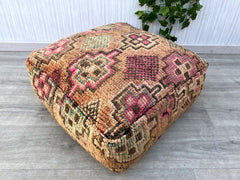 Designer Moroccan Pouf - Collaboration with [Famous Designer Name], Exclusive Geometric Patterns, Museum-Worthy Art