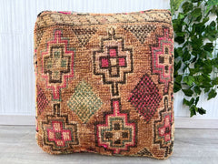 Designer Moroccan Pouf - Collaboration with [Famous Designer Name], Exclusive Geometric Patterns, Museum-Worthy Art