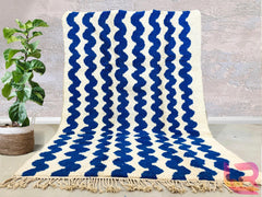 Stunning Royal Blue Beni Ourain Rug