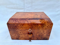 Big Wooden Jewelry Box with Key 15"x10" ,Elegant Lockable Wooden Jewelry Organizer – Handmade Burl Wood Design