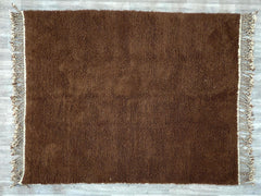 Chocolate Brown Moroccan Rug – Handmade Beni Ourain Wool Area Rug, Solid Minimalist Carpet, Custom Size