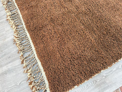 Chocolate Brown Moroccan Rug – Handmade Beni Ourain Wool Area Rug, Solid Minimalist Carpet, Custom Size