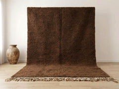 Chocolate Brown Moroccan Rug – Handmade Beni Ourain Wool Area Rug, Solid Minimalist Carpet, Custom Size
