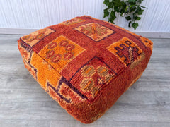 Moroccan Pouf Bench - Long Kilim Cushion, Boho Floor Seating for 2-3 People, Unstuffed Cover, Ideal for Entryways or Bedrooms