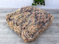 Moroccan Kilim Pouf - Vintage Floor Cushion, Yoga Meditation Pillow, Outdoor Boho Decor, Colorful Berber Patterns, Unstuffed