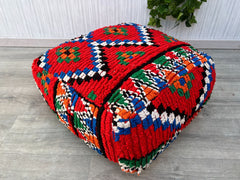 Moroccan Wedding Gift Pouf - Personalized Leather Ottoman, Bridal Shower Gift, Hand-Stamped Names, Boho Home Decor