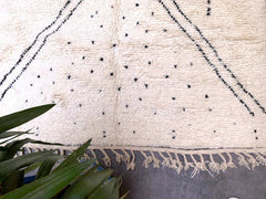 Black Polka Dots Handmade Moroccan Beni Ourain Rug with Black Dots