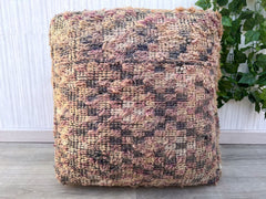 Moroccan Pouf for Pets - Mini Wool Cushion, Pet-Friendly Boho Bed, Washable Cover, Perfect for Cats or Small Dogs