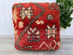 Moroccan Pouf with Solar Lights - Weatherproof Outdoor Cushion, Built-in LED String Lights, Evening Boho Ambiance