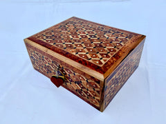 14"x11" Thuya Burl Wood Jewelry Box – Handmade Lockable Wooden Chest, Luxury Jewelry Storage Organizer
