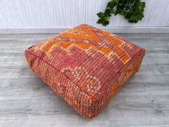 Moroccan Kilim Pouf Cover – Authentic Vintage Floor Cushion Style