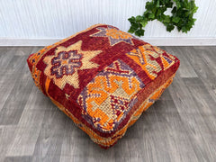 Moroccan Pouf Puzzle - Jigsaw-Style Kilim Cover, Interactive Decor, Assemble Your Own Design