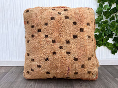 Moroccan Winter Pouf - Faux Fur Topper, Snowflake Berber Patterns, Cozy Seasonal Floor Cushion