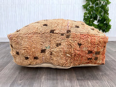 Moroccan Winter Pouf - Faux Fur Topper, Snowflake Berber Patterns, Cozy Seasonal Floor Cushion