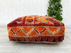 Moroccan Pouf Ottoman - Handmade Leather Footstool, Round Boho Decor, Neutral Tones, Perfect for Living Room or Bedroom, Unstuffed