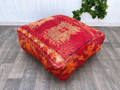 Organic Moroccan Wool Pouf - Chemical-Free Dyes, GOTS Certified, Baby-Safe Nursery Decor, Handmade in Morocco