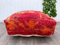 Organic Moroccan Wool Pouf - Chemical-Free Dyes, GOTS Certified, Baby-Safe Nursery Decor, Handmade in Morocco