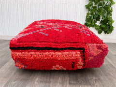 Moroccan Pouf as Pet Bed - Extra-Large Wool Cushion, Washable Cover, Boho Chic Dog Bed, Handmade for Comfort