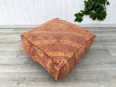 Handmade Beni Ourain Pouf - Moroccan Wool Floor Cushion, Washable Boho Decor, Neutral Tribal Patterns, Perfect for Living Room or Nursery