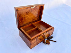 8"×5" Exquisite Handmade Thuya Wood Jewelry Box – Moroccan Artisan Design, Lockable Keepsake Organizer, Unique Gift Idea