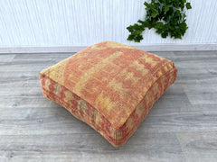 Moroccan Pouf with Geometric Print - Modern Boho Floor Cushion, Black and White Tribal Patterns, Lightweight and Portable