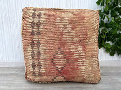 Moroccan Pouf as Vanity Seat - Round Leather Stool, Adjustable Height, Boho Dressing Room or Bathroom Decor