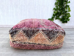 Vintage Moroccan Pouf Cover – Kilim Floor Cushion for Cozy Spaces