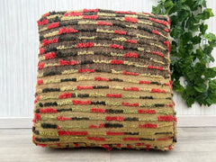 Moroccan Pouf x [Local Artist] Collab - One-of-a-Kind Hand-Painted Design, Signed Art Piece, Supports Local Craftsmanship