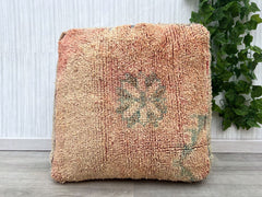 Moroccan Pouf with Silk Inlay - Cactus Silk + Velvet Combo, Opulent Boho Decor, Royal Blue & Emerald Tones
