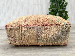Moroccan Pouf with Silk Inlay - Cactus Silk + Velvet Combo, Opulent Boho Decor, Royal Blue & Emerald Tones