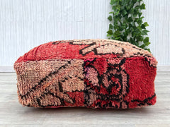 Moroccan Pouf Ottoman with Storage - Hidden Compartment, Genuine Leather, Round Boho Footstool, Multifunctional Living Room Decor