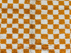 All sizes Orange Checkered Beni ourain rug, Authentic custom Moroccan rug, Berber carpet, Wool rug, Handmade Beni ourain style, Area rug