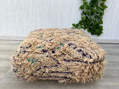 Valentine’s Moroccan Pouf - Heart-Shaped Leather Ottoman, Crimson & Pink Tribal Stitching, Romantic Gift