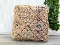 Valentine’s Moroccan Pouf - Heart-Shaped Leather Ottoman, Crimson & Pink Tribal Stitching, Romantic Gift