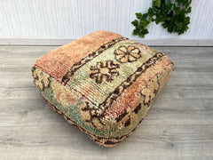 Moroccan Industrial Pouf - Distressed Leather + Iron Studs, Urban Loft Aesthetic, Gender-Neutral Design