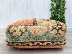 Moroccan Industrial Pouf - Distressed Leather + Iron Studs, Urban Loft Aesthetic, Gender-Neutral Design