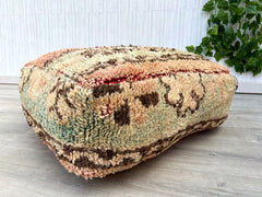 Moroccan Industrial Pouf - Distressed Leather + Iron Studs, Urban Loft Aesthetic, Gender-Neutral Design