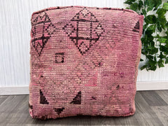 Moroccan Pouf with Hemp Cover - Sustainable Boho Design, Biodegradable Materials, Earthy Neutral Tones