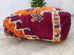 Handwoven Moroccan Wool Pouf - Beni Ourain Inspired, Thick Knit Design, Customizable Colors, Machine-Washable Boho Floor Cushion