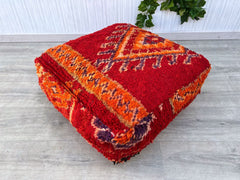 Moroccan Kilim Floor Cushion - Vintage Ottoman Pouf, Yoga Meditation Pillow, Outdoor Boho Decor, Colorful Berber Patterns (Cover Only)