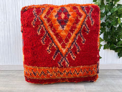 Moroccan Kilim Floor Cushion - Vintage Ottoman Pouf, Yoga Meditation Pillow, Outdoor Boho Decor, Colorful Berber Patterns (Cover Only)